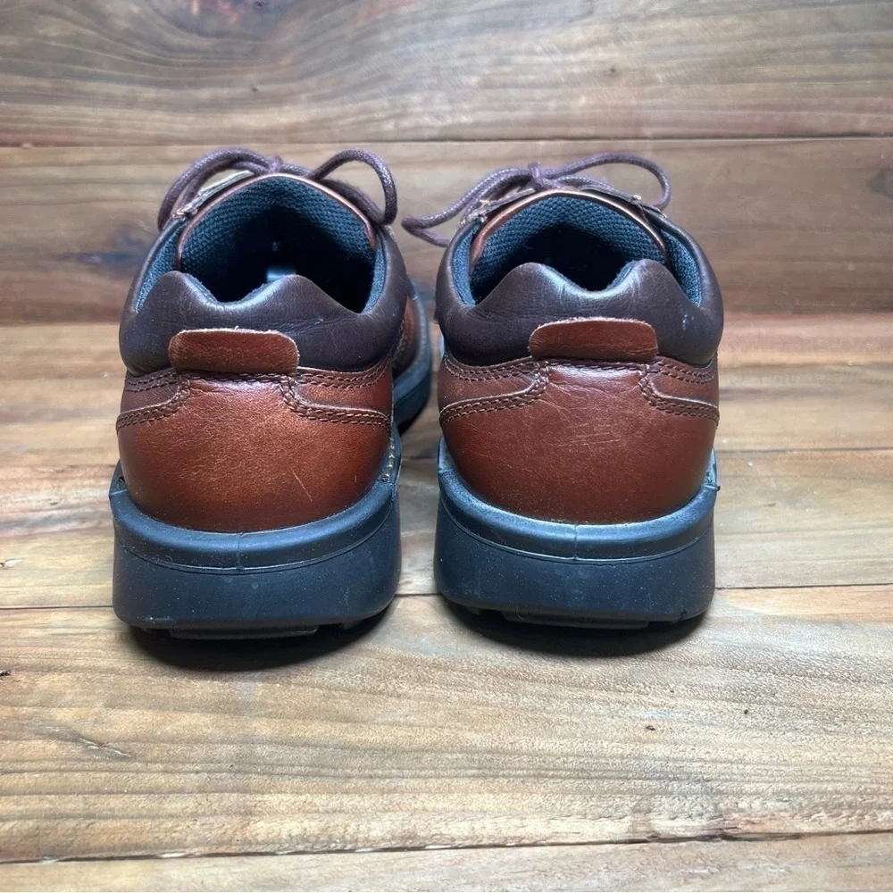 Ecco Shock Point Leather Brown Dress Casual Shoes Made In Thailand Men's 8.5